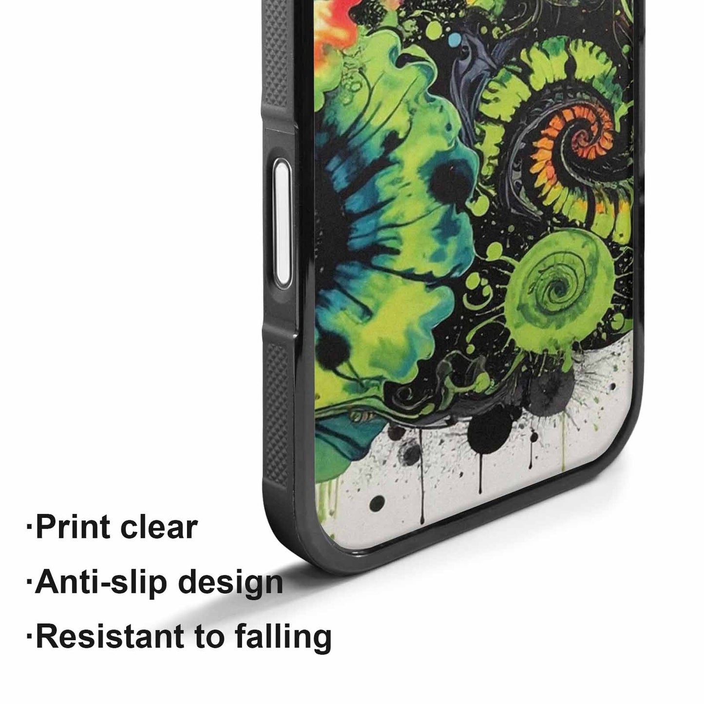iPhone 17 Case — Black &amp; Green Ink Tie Dye, Original Design Phone Case