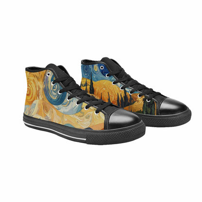 WOMEN'S Blend All Versions High Top Canvas Wallpaper Art Custom Sneakers