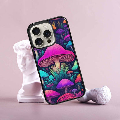 iPhone 16 Pro Case — Mushroom Psychedelic Art Seamless Pattern Vibrant, Custom Designed Case Cover