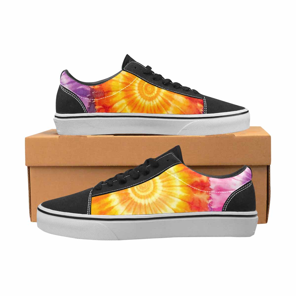 MEN'S Tie Dye Swirl Canvas Lace-Up Vibrant Chaos Custom Sneakers