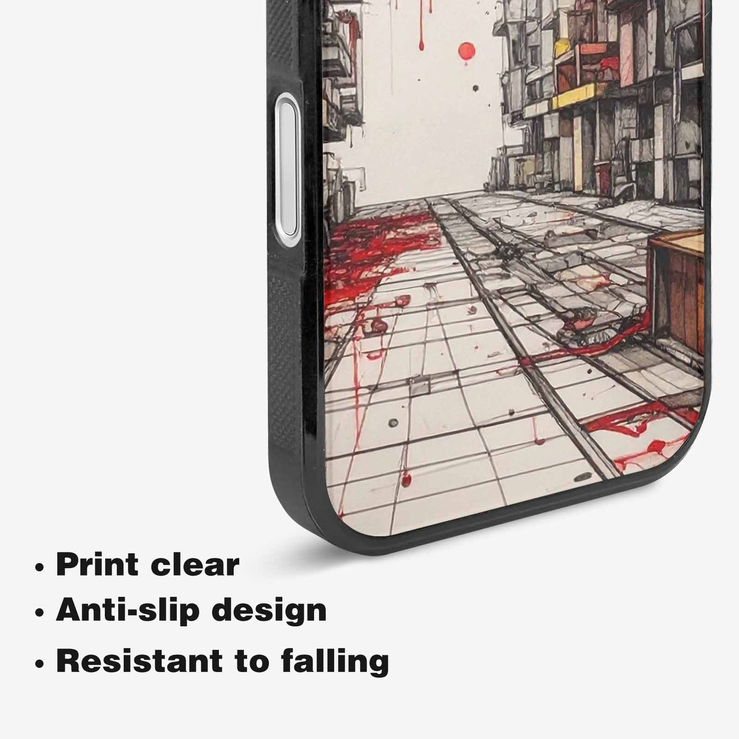 iPhone 16 Plus Case — Liminal Space Fragment Black Red Ink, Custom Art Phone Cover