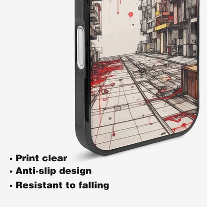 iPhone 16 Plus Case — Liminal Space Fragment Black Red Ink, Custom Art Phone Cover