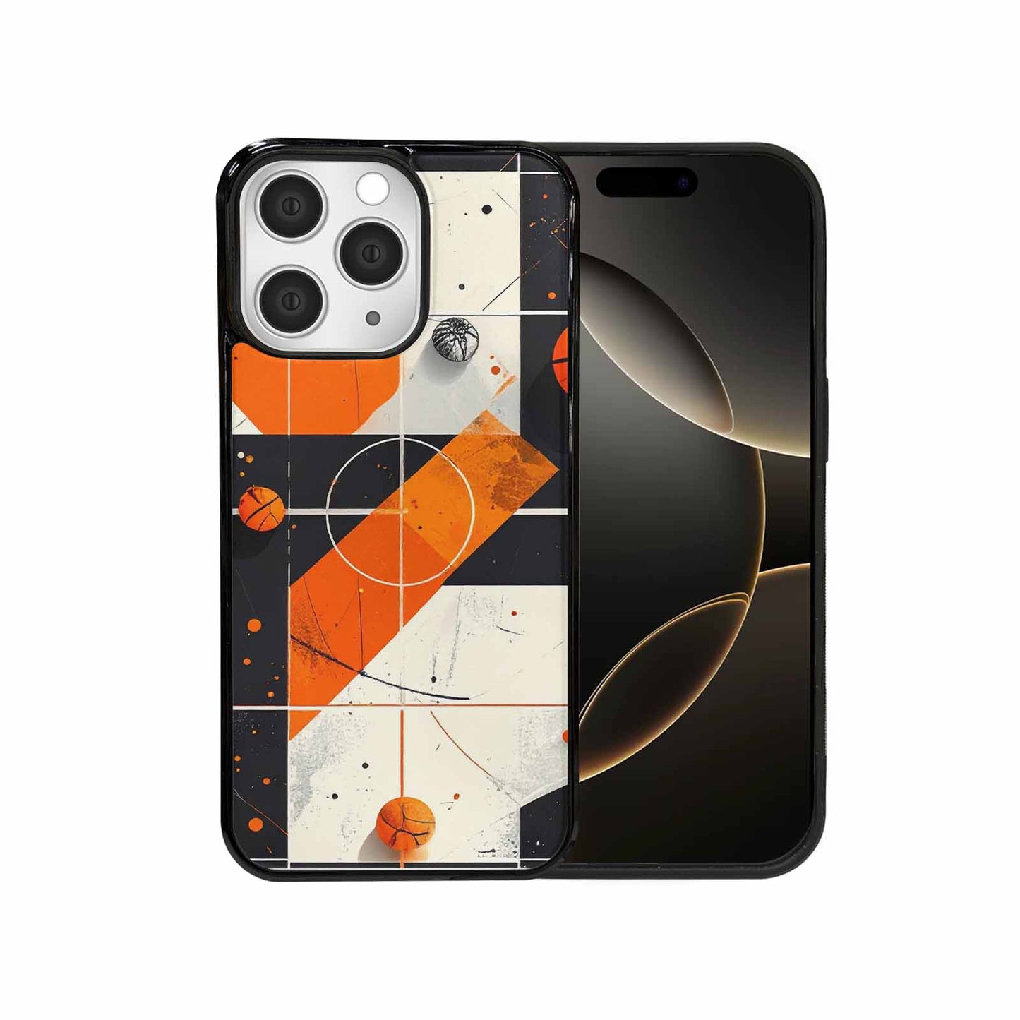 iPhone 15 Pro Max Case — Basketball Pattern Court Lines And Balls, Custom Phone Case