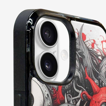 iPhone 16 Case — Multi Eye Monster Black Red Ink, Original Design Phone Case