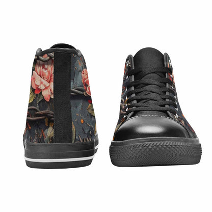 WOMEN'S Barbed Wire Chain High Top Canvas Vivid Custom Sneakers