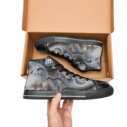WOMEN'S Skulls Roses Chrome Airbrush High Top Canvas Surreal Shoes