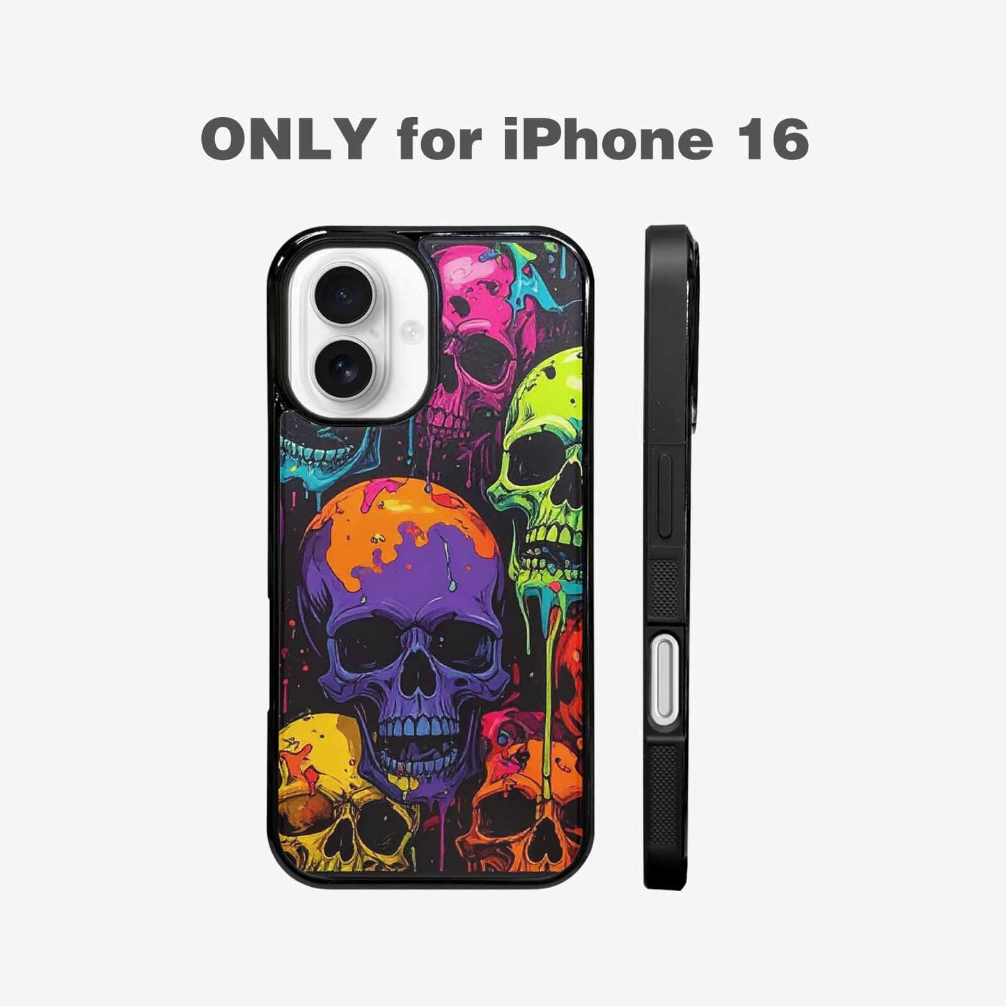 iPhone 16 Case — Vibrant Camo 1000\'s Of Skeletons Neon, Custom Made Phone Cover