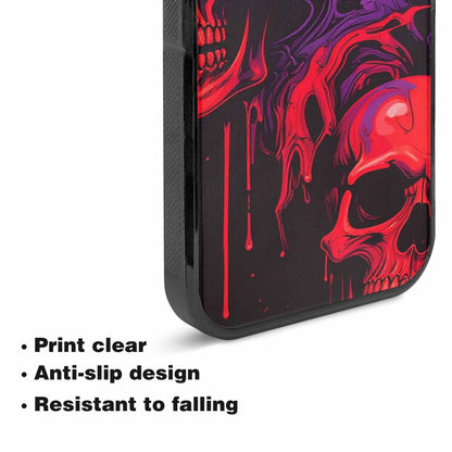 iPhone 15 Plus Case — Red Purple Skeletons Neon Drip Melting, Custom Designed Case Cover