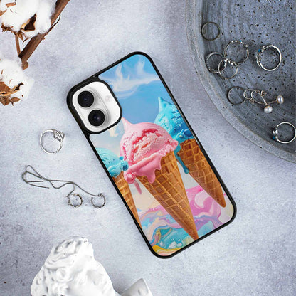 iPhone 16 Plus Case — Collage Of Overlapping Waffle Cone Icecream, Custom Designed Case Cover
