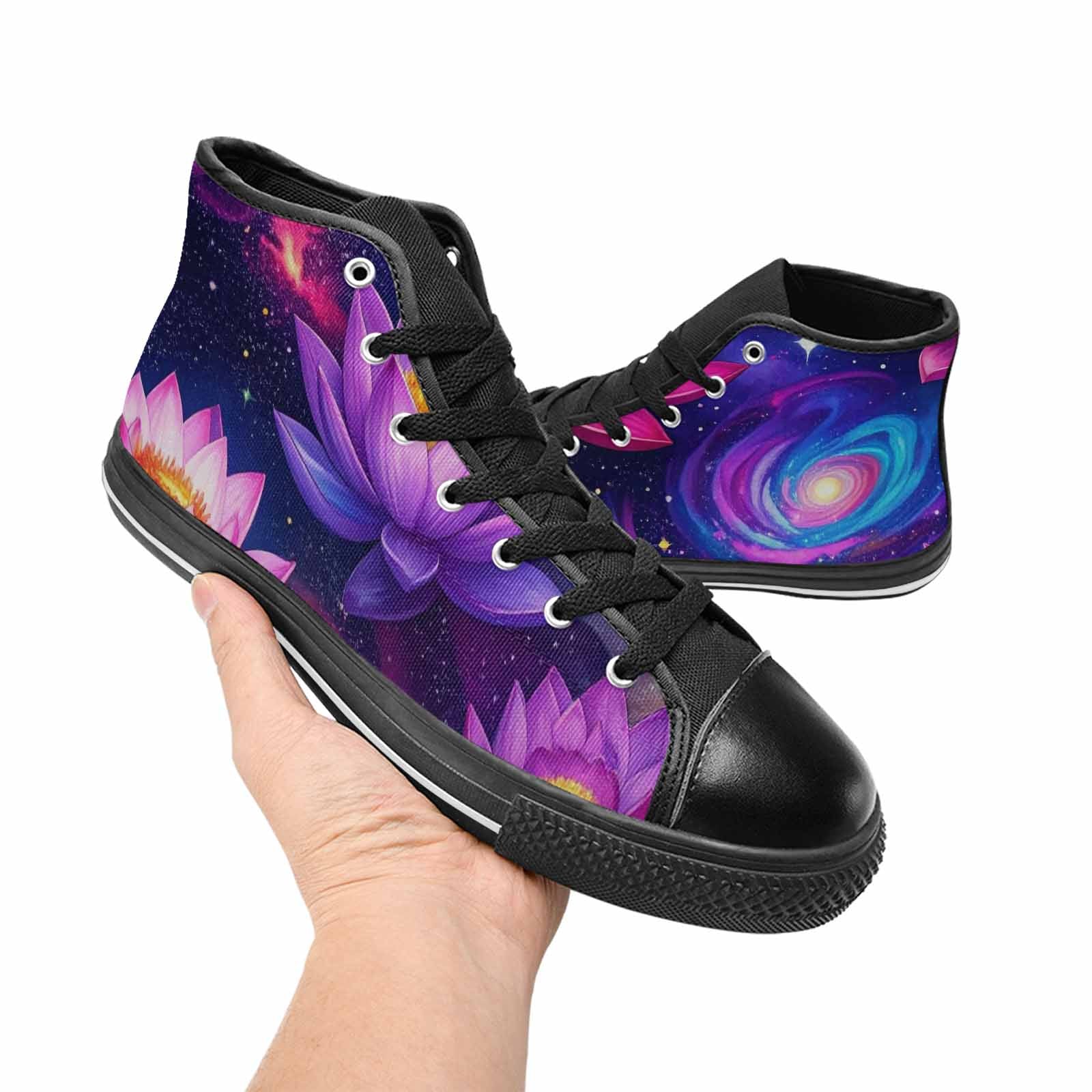 MEN'S Lotus Galaxy High Top Canvas Wallpaper Art Sneakers