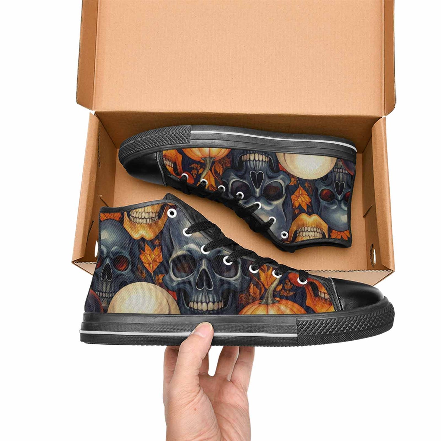 MEN'S Skulls - Halloween High Top Canvas Grunge Custom Shoes