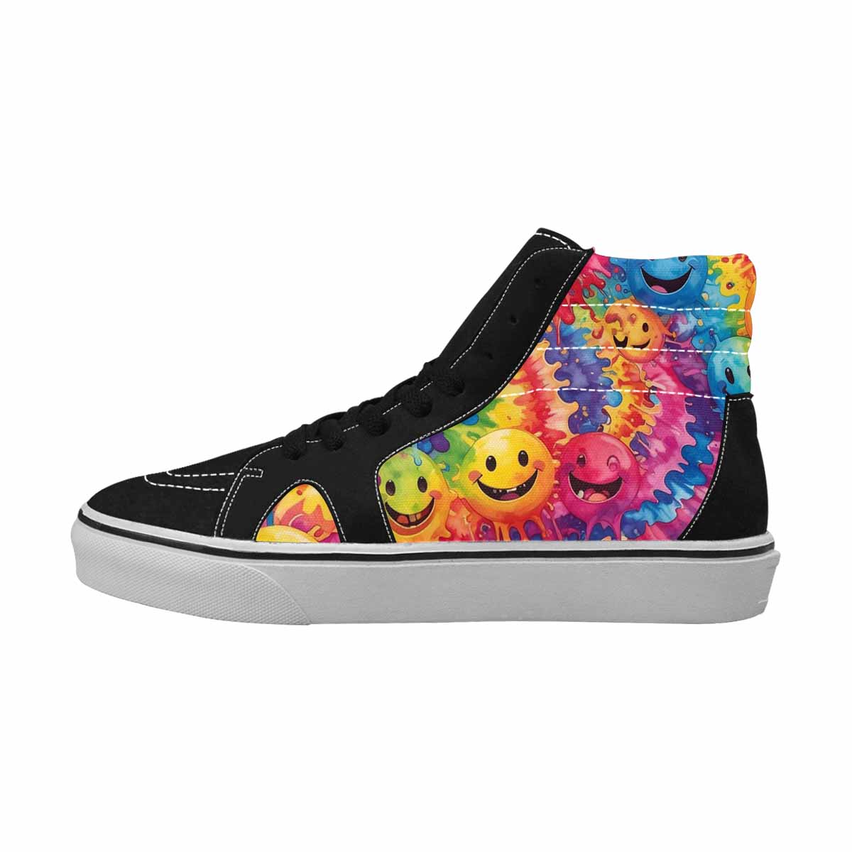 MEN'S Smiley Facessmiley Faces  High Top Canvas Grunge Custom Shoes