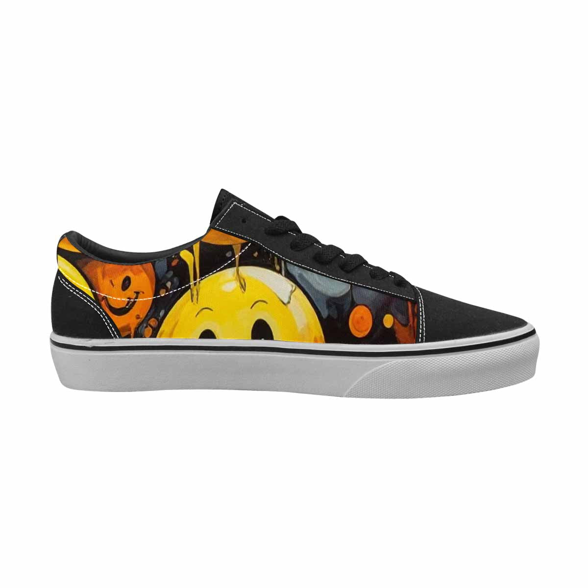 WOMEN'S Melting Moon Smiley — Lace-Up Canvas Dreamlike Custom Shoes