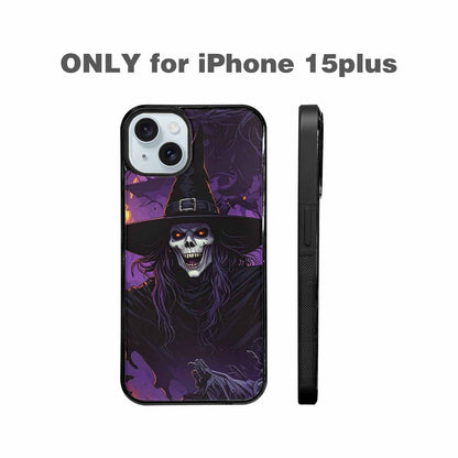 iPhone 15 Plus Case — Scary Horror Halloween Art Print Edge, Unique Phone Case Design