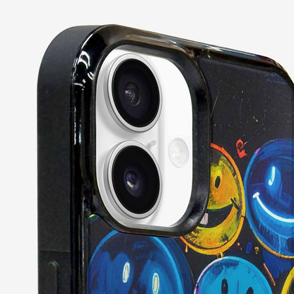 iPhone 16 Case — Smiley Faces Glow Smiley Faces Pattern, Unique Phone Case Design