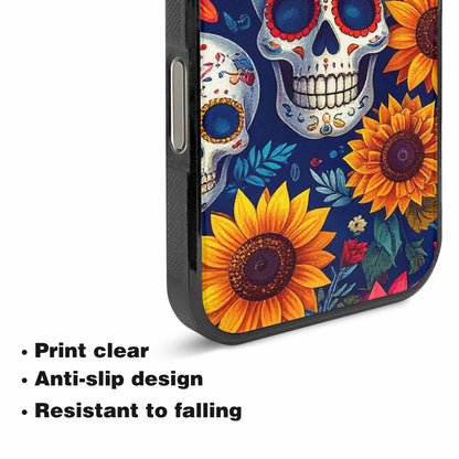 iPhone 16 Pro Case — Sunflower Skulls Print Custom, Custom Phone Case