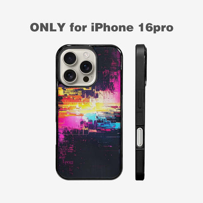 iPhone 16 Pro Case — Glitch Dark Art Seamless Pattern Vibrant, Unique Phone Case Design