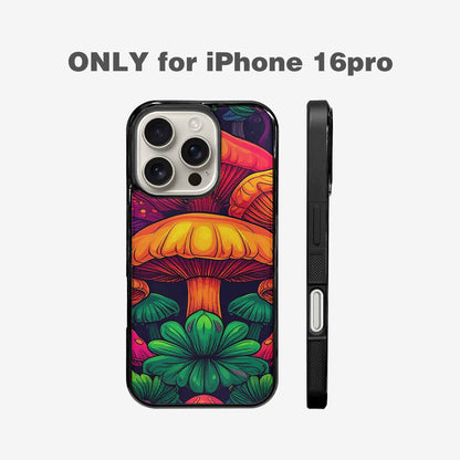 iPhone 16 Pro Case — Psychedelic Mushroom Cartoon Pattern, Original Design Phone Case