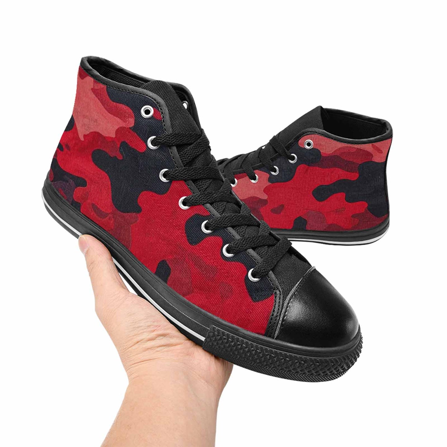 WOMEN'S Tactical Camo Red Black High Top Canvas Aesthetic Sneakers