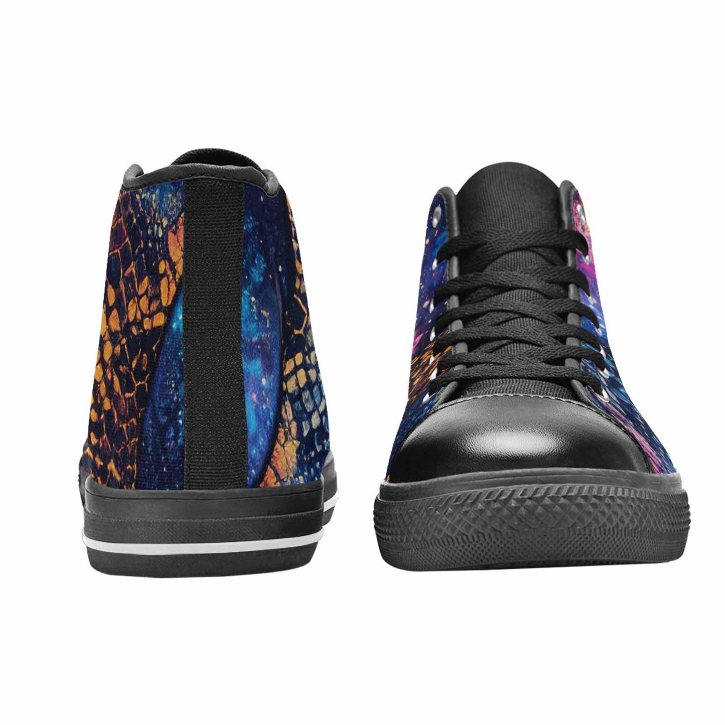 WOMEN'S Galaxy Snake Print High Top Canvas Surreal Custom Shoes