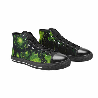 WOMEN'S Melting Galaxy Acid Green High Top Canvas Surreal Shoes