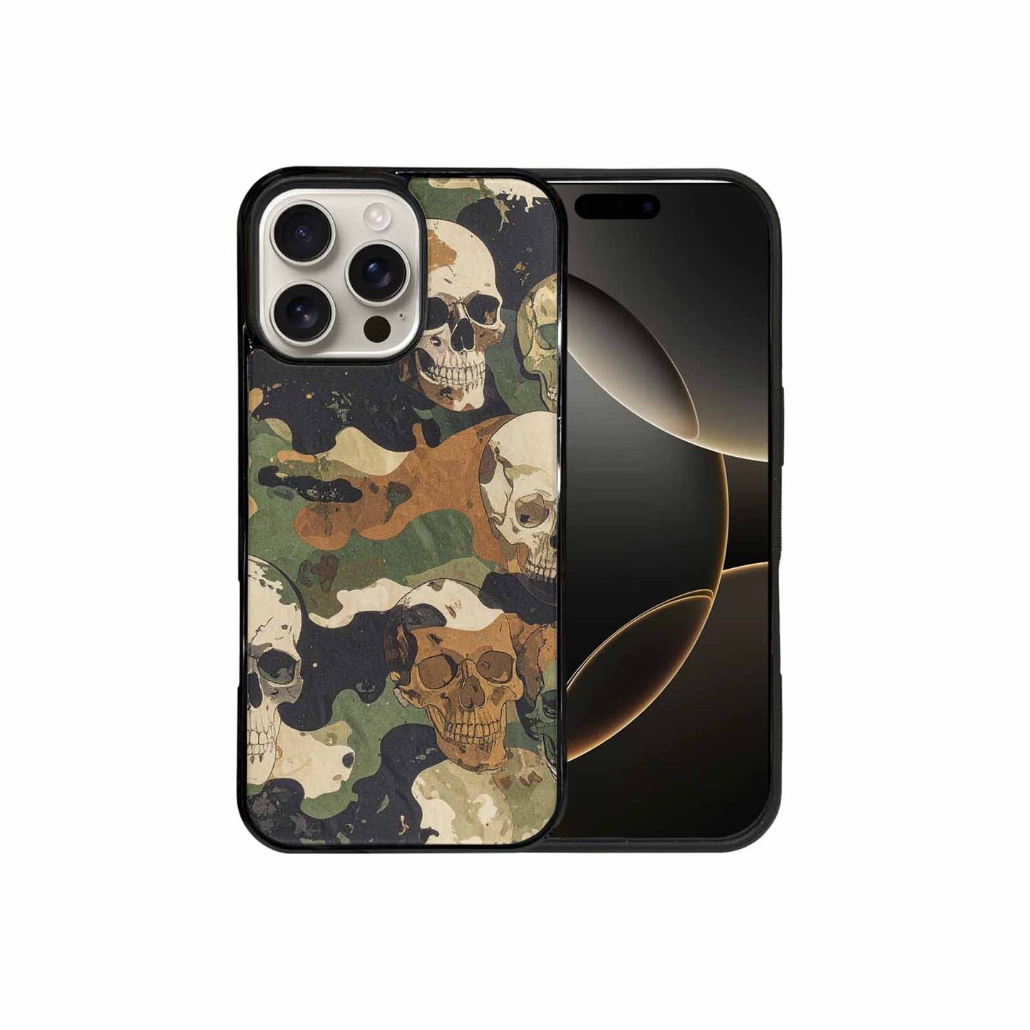 iPhone 16 Pro Max Case — Military Camo Texture Combined With Distressed, Custom Designed Case Cover