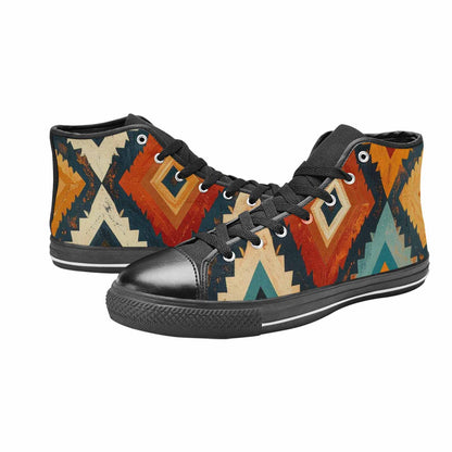 WOMEN'S Southwestern Geometric Diamond High Top Canvas Grunge Shoes