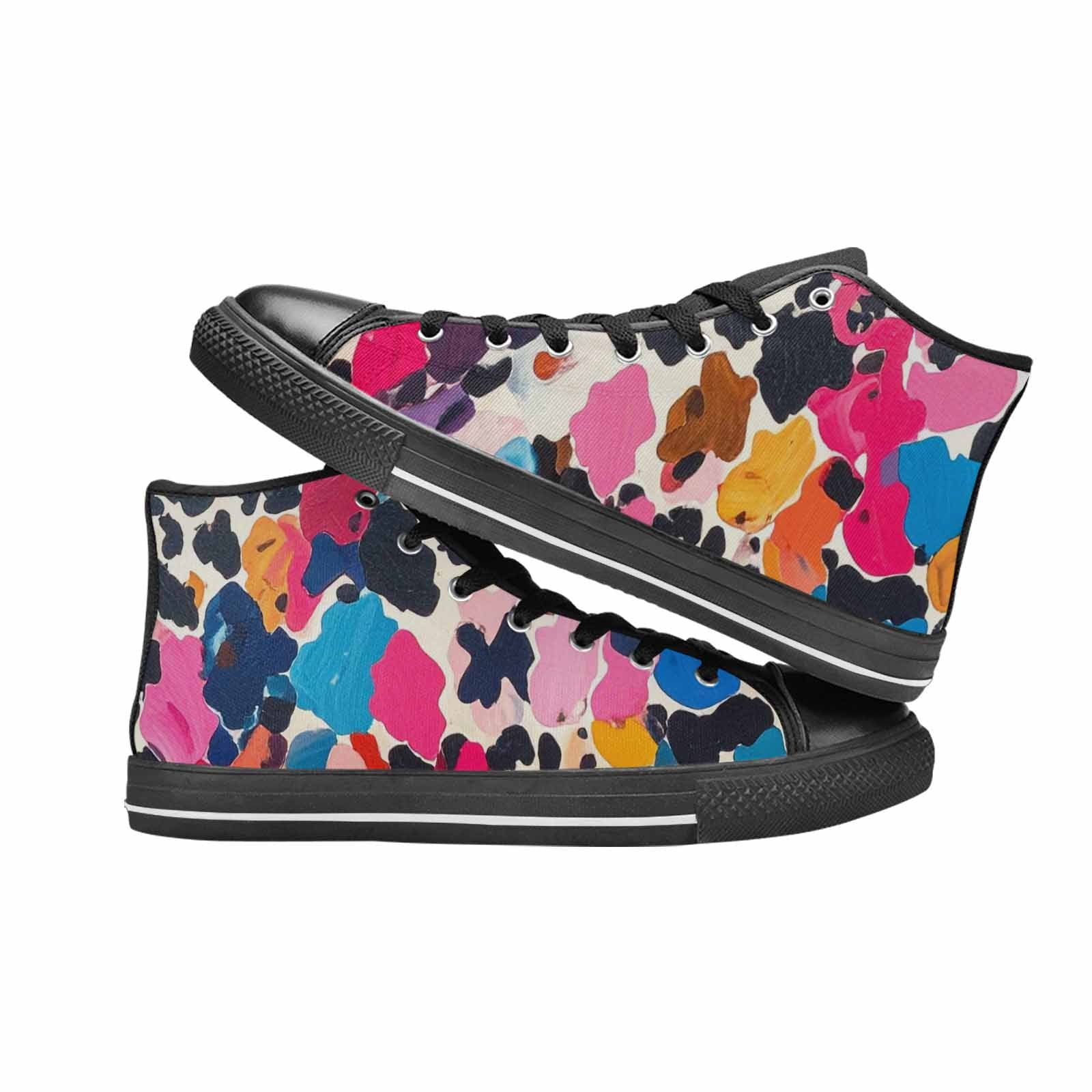 WOMEN'S Cow Animal Print High Top Canvas Grunge Shoes
