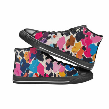 WOMEN'S Cow Animal Print High Top Canvas Grunge Shoes