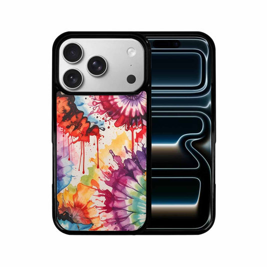 iPhone 17 Pro Case — Tie Dye Swirls Black Red Tie, Custom Phone Case