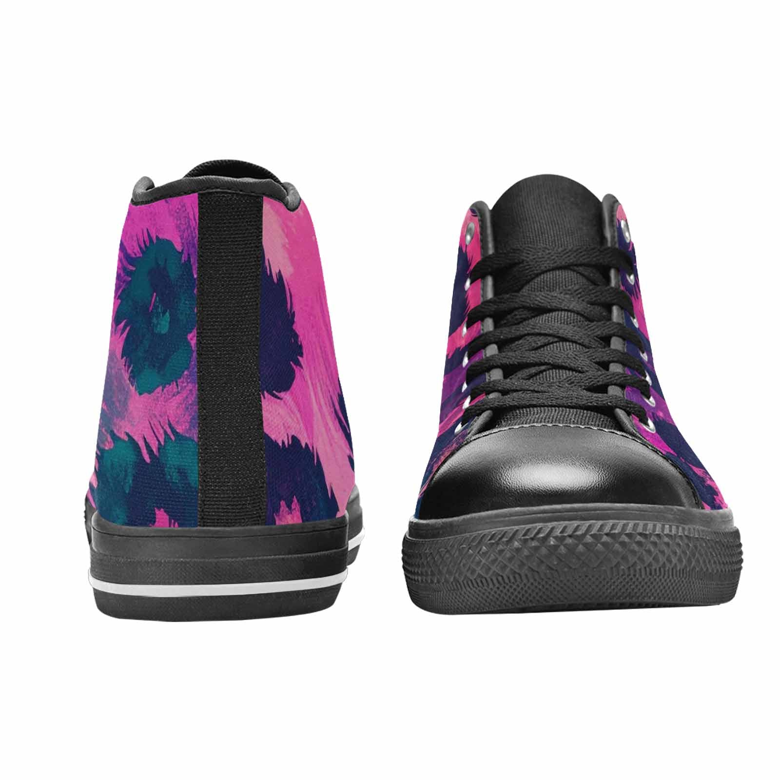 MEN'S Leopard Neon Pink Teal Airbrush High Top Canvas Aesthetic Sneakers