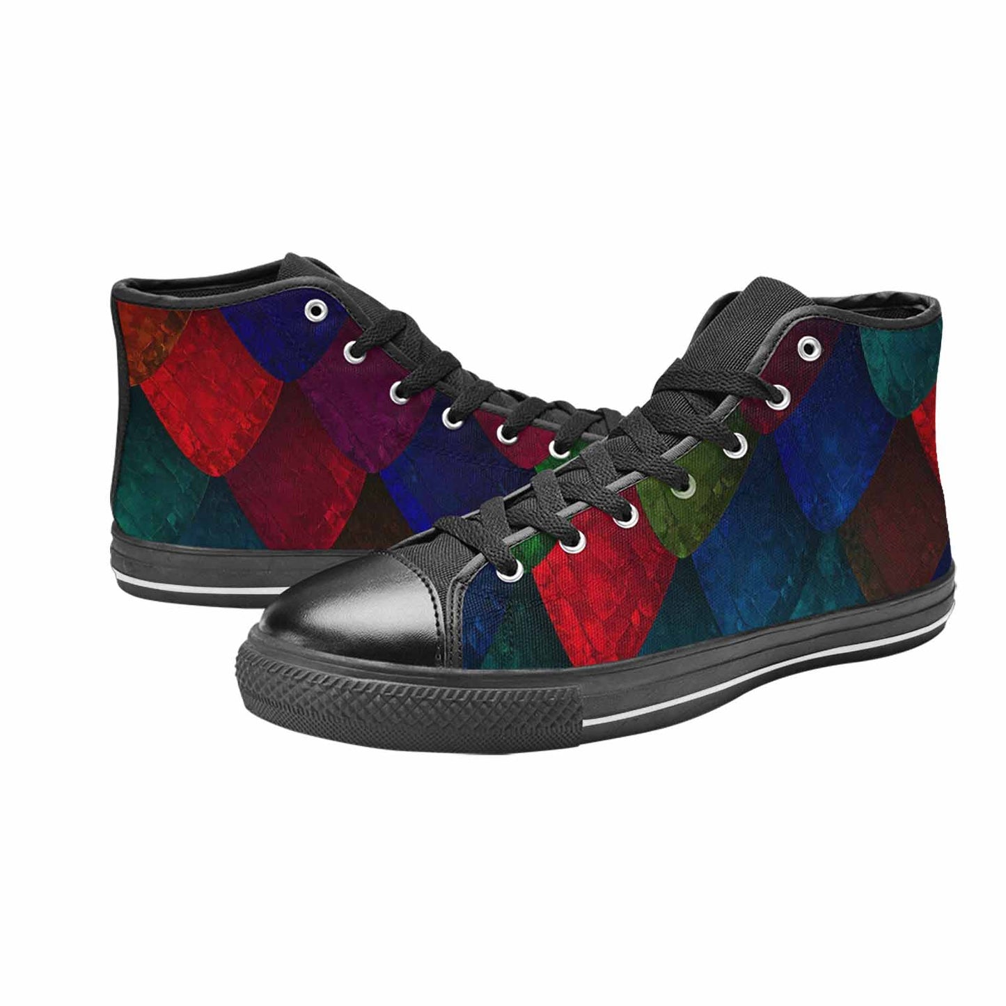 MEN'S Dark Snake Print High Top Canvas Cottagecore Custom Sneakers