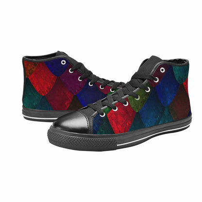 MEN'S Dark Snake Print High Top Canvas Cottagecore Custom Sneakers