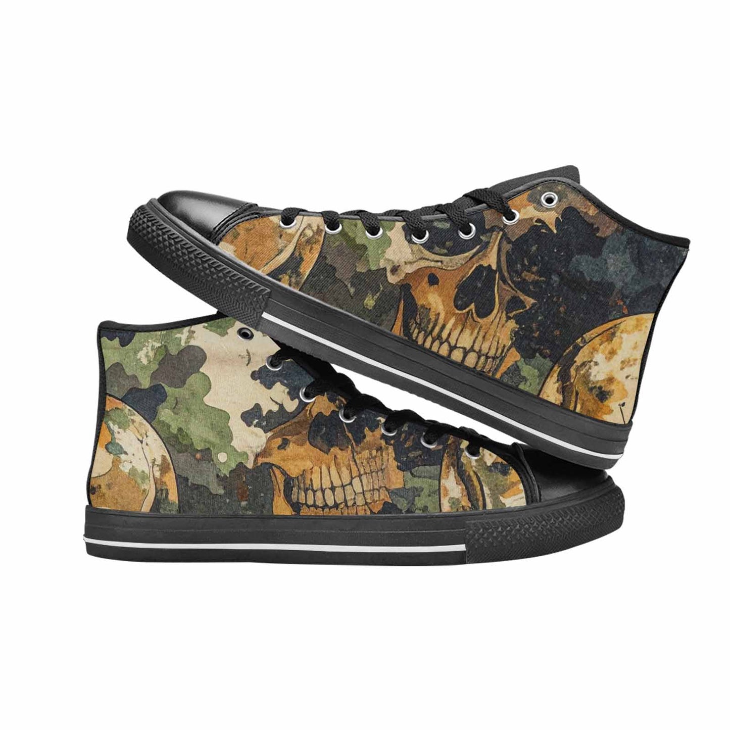 WOMEN'S Military Camo Skull High Top Canvas Wallpaper Art Shoes
