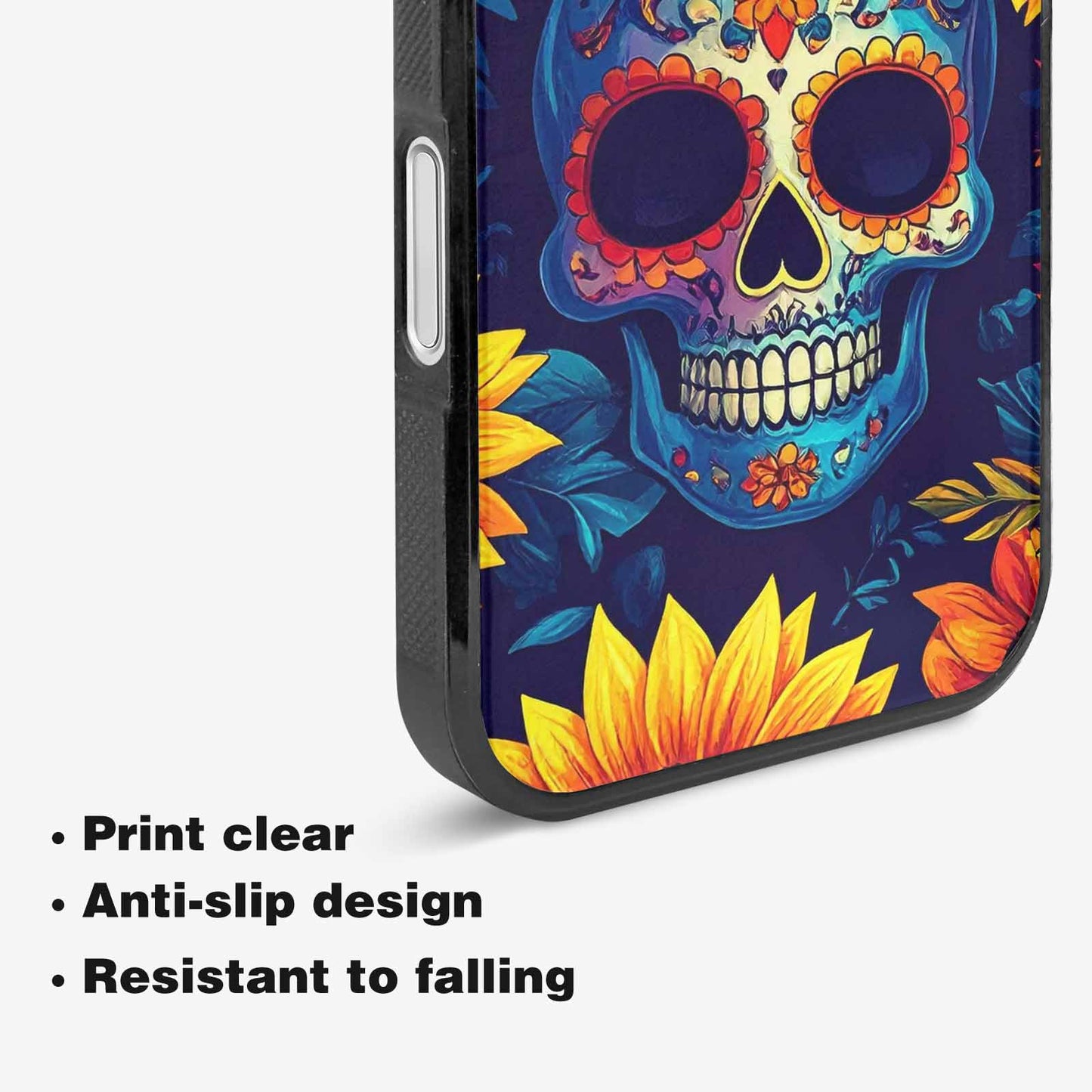 iPhone 16 Case — Sunflower Skulls Print, Personalized Phone Case