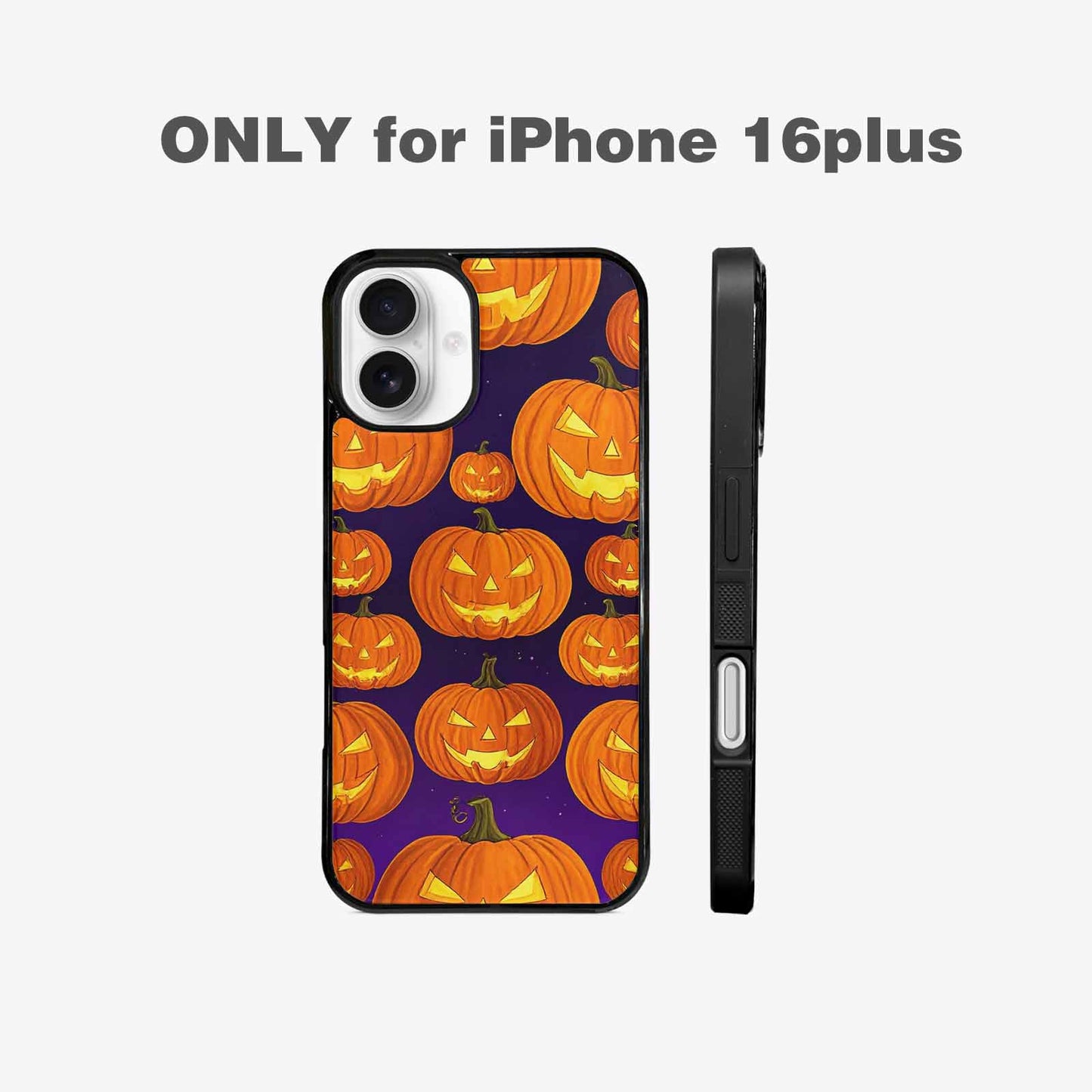 iPhone 16 Plus Case — Halloween Jackolantern Purple Sky Custom, Custom Made Phone Cover