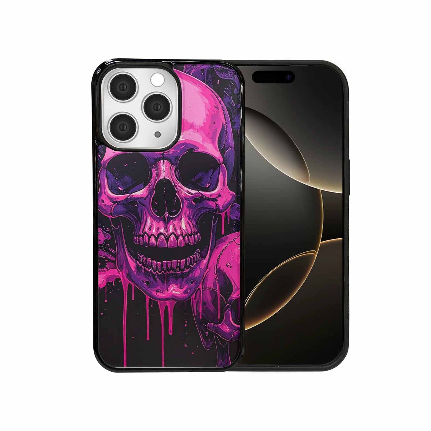 iPhone 15 Pro Max Case — Pink Purple Skeletons Neon Drip Melting, Custom Art Phone Cover