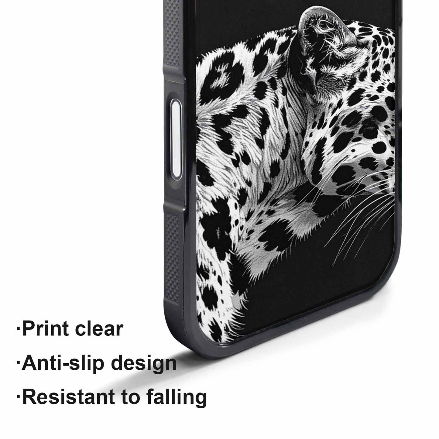 iPhone 17 Pro Case — Leopard Print Black And White Animal, Custom Made Phone Cover