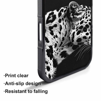 iPhone 17 Pro Case — Leopard Print Black And White Animal, Custom Made Phone Cover