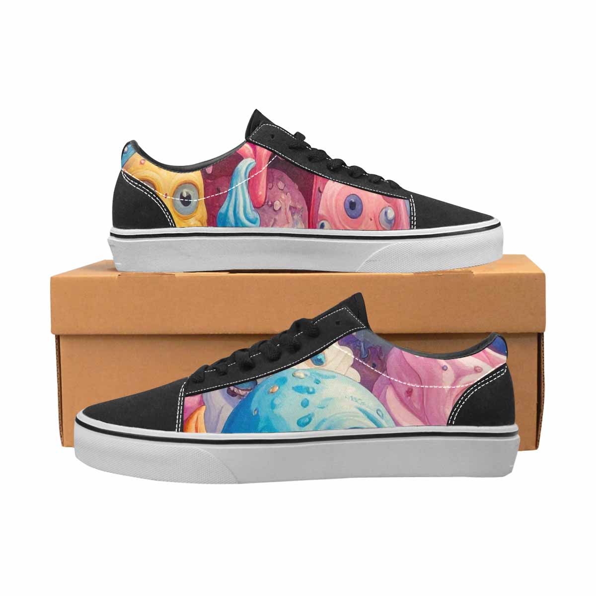 WOMEN'S Melting Ice Cream Monster Lace-Up Canvas Vivid Sneakers