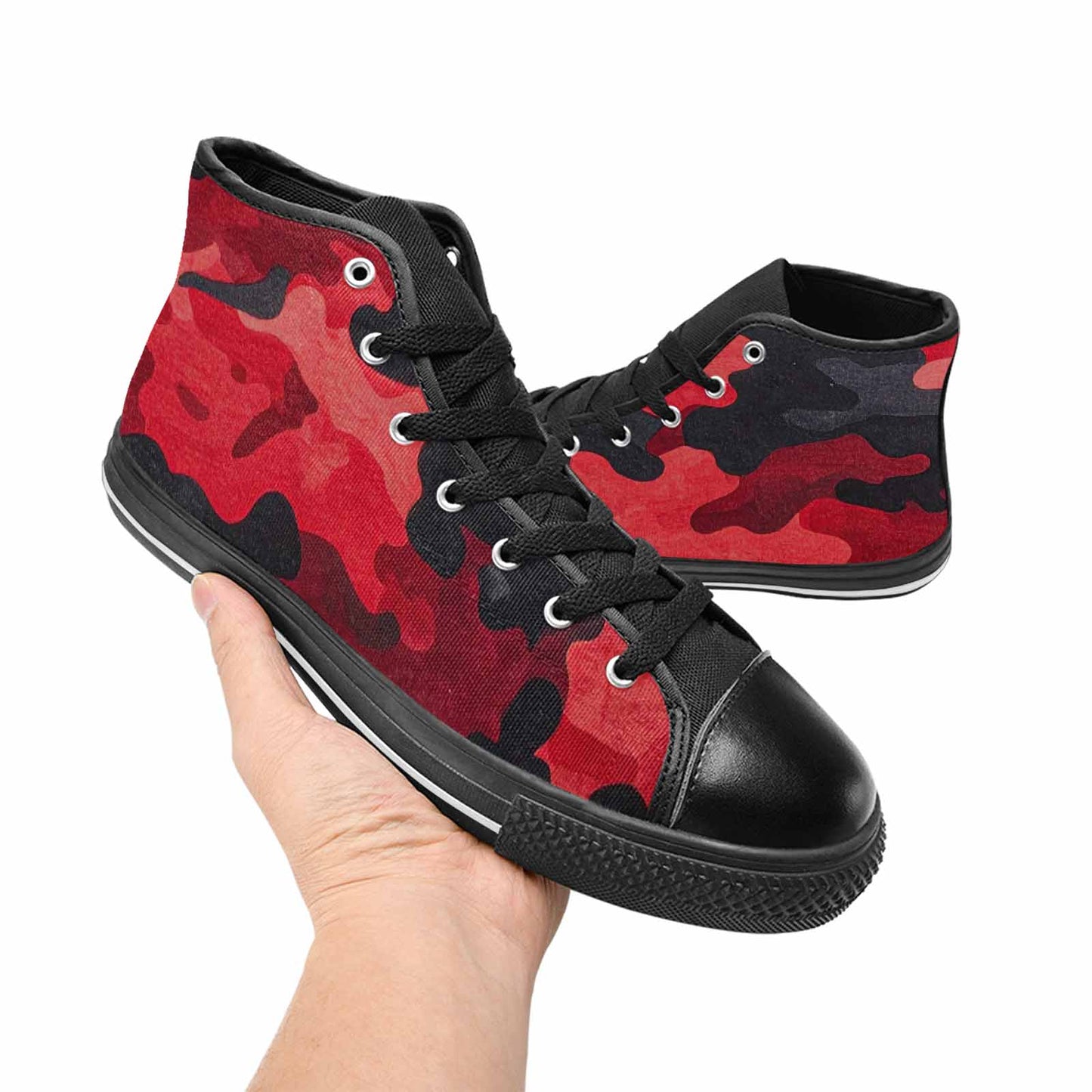 MEN'S Tactical Camo Red Black High Top Canvas Cottagecore Shoes