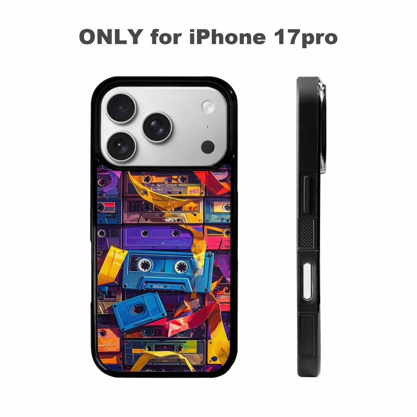 iPhone 17 Pro Case — Retro Cassette Tape Pattern Hundreds Retro, Custom Printed Phone Case
