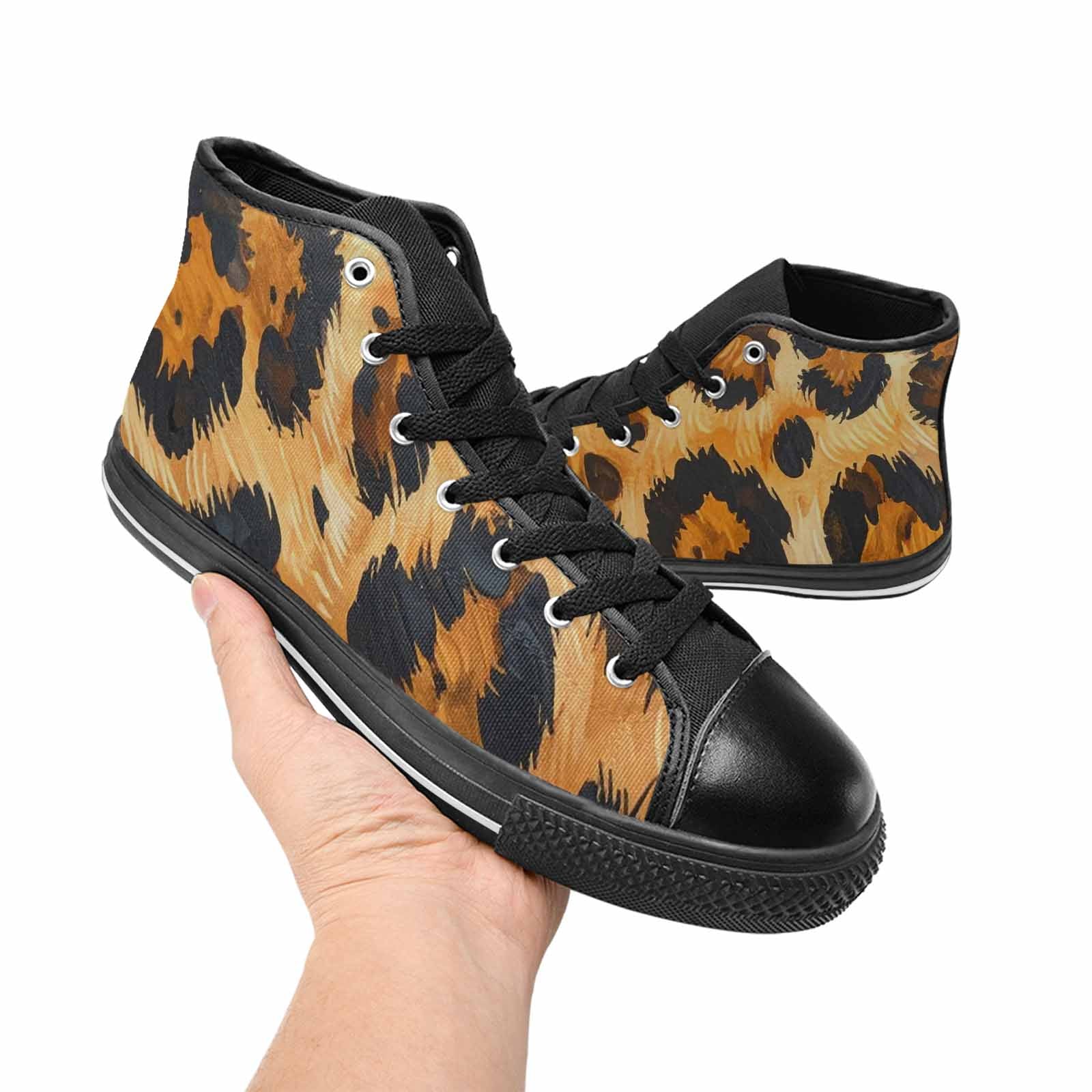 WOMEN'S Leopard Soft Airbrush Gradient High Top Canvas Grunge Custom Shoes