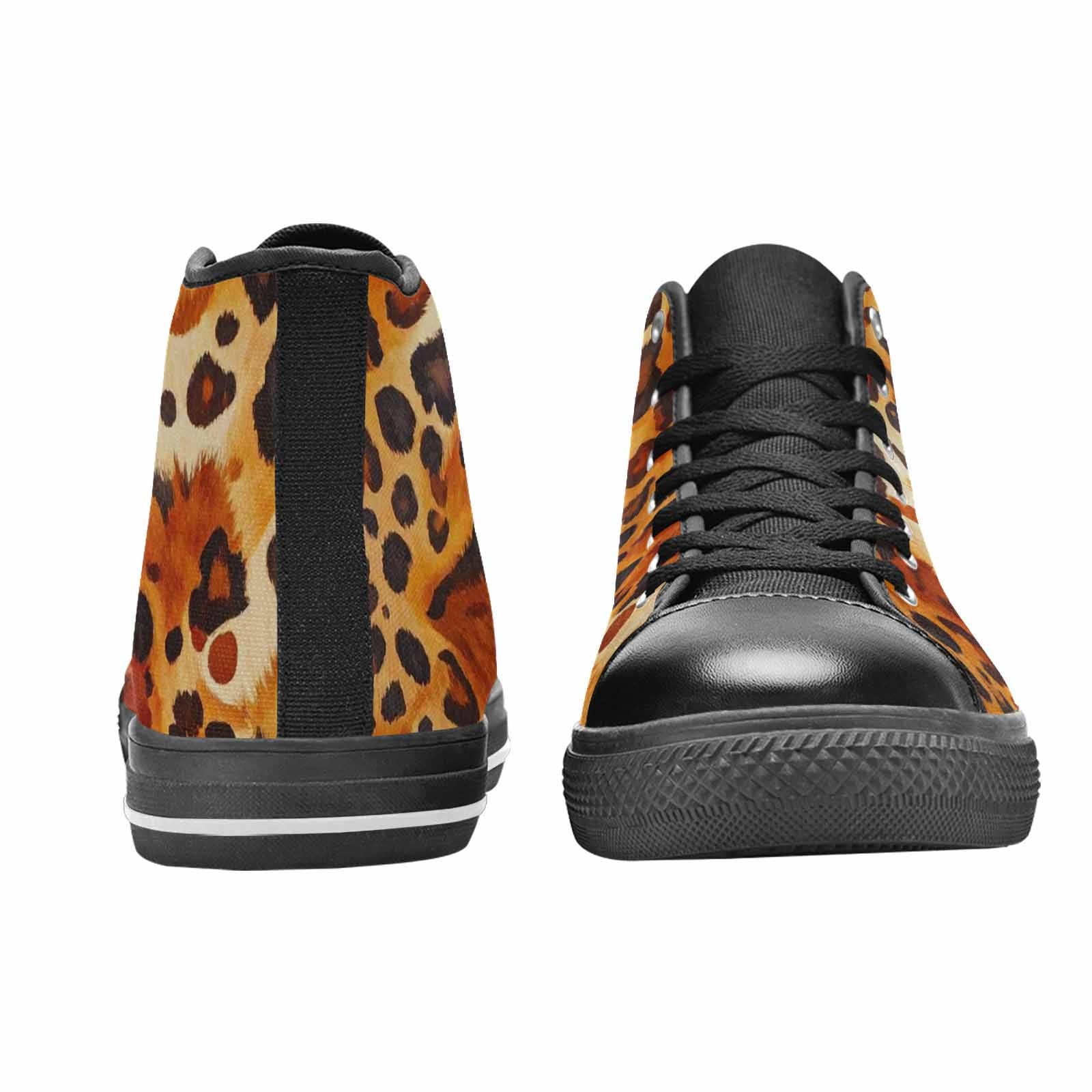 WOMEN'S Cow Animal Print High Top Canvas Dark Academia Custom Shoes