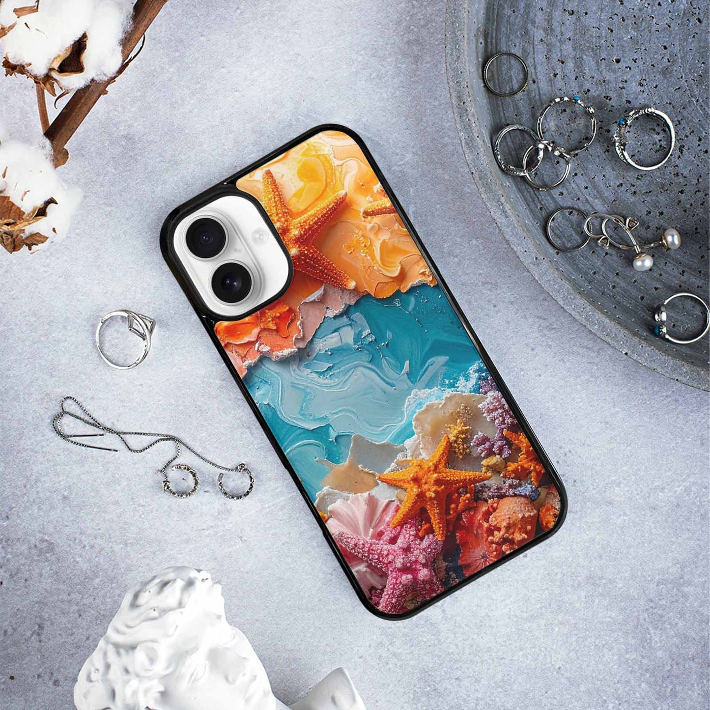 iPhone 16 Plus Case — Starfish Cluster Starfish Cluster Pattern Hundreds, Custom Made Phone Cover