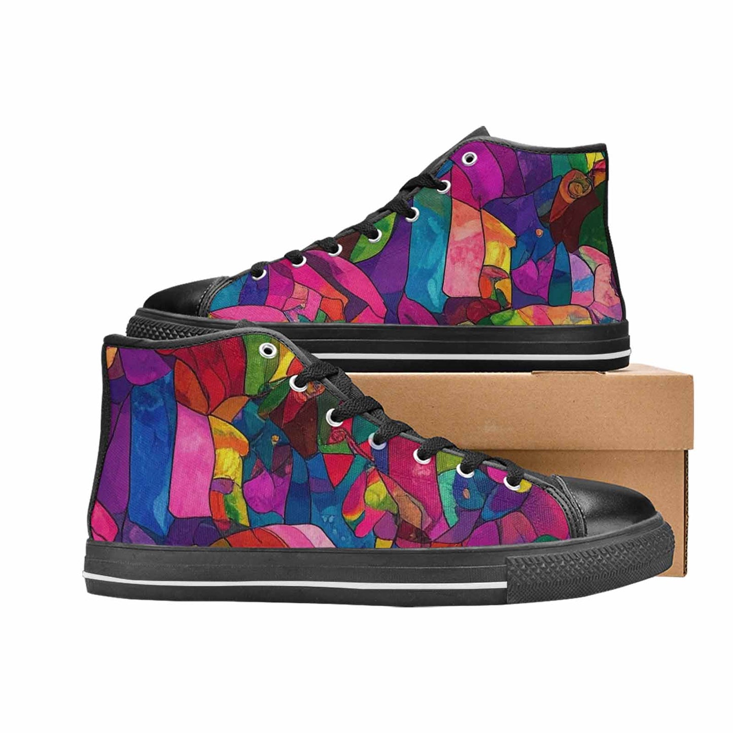 MEN'S Polysexual Flag Color High Top Canvas Neon Fantasy Custom Sneakers
