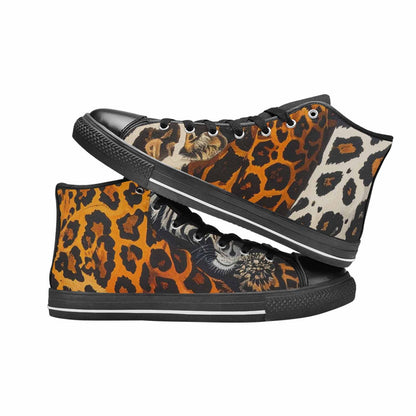 WOMEN'S Animal Print High Top Canvas Neon Fantasy Shoes