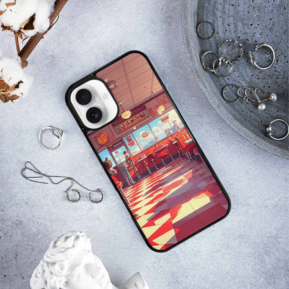 iPhone 16 Plus Case — 1950s Diner Cartoon Art Pattern, Original Design Phone Case