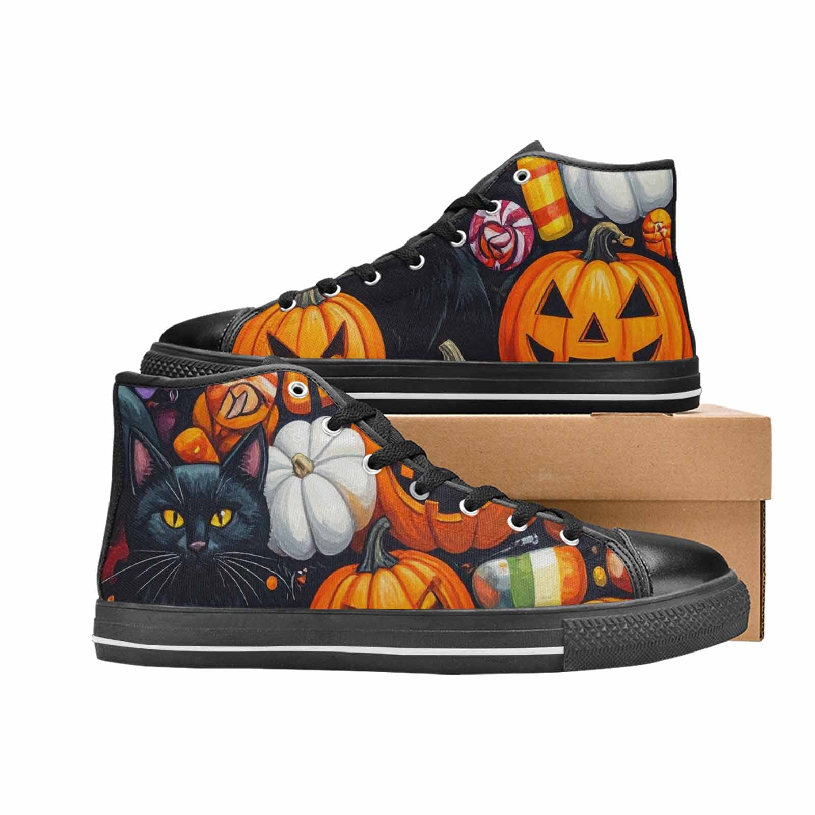 WOMEN'S Halloween High Top Canvas Vibrant Chaos Custom Shoes