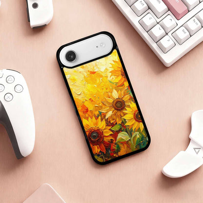 iPhone 17 Air Case — Impressionist Sunflower Brushstroke Pattern Hundreds Floral, Custom Made Phone Cover